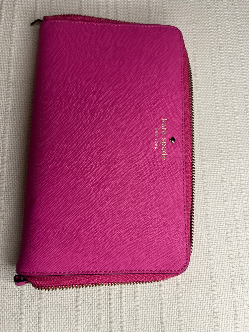 Kate Spade Saffiano Leather extra large Continental Wallet, bright fuchsia peony